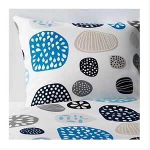 IKEA RINGKRAGE Twin Duvet Cover and Pillowcase White Blue Grey Graphic
